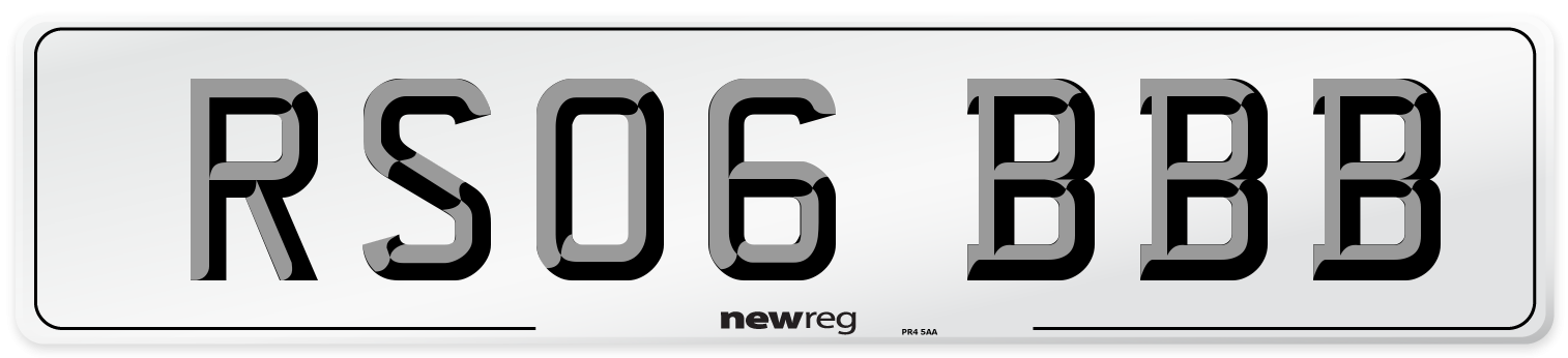 RS06 BBB Number Plate from New Reg